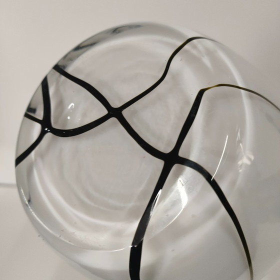 Image 1 of Tall handmade designer vase with black applied 'glass' lines