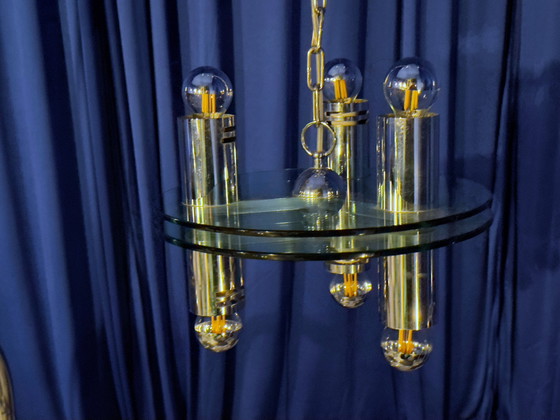 Image 1 of Vintage plafondlamp chroom Sputnik Italië jaren 70 Space Age Brutalis