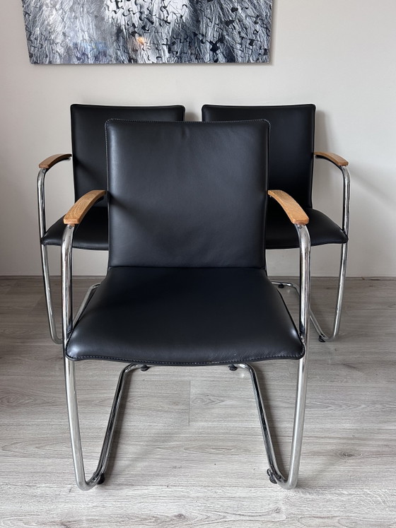 4x Leolux Freyr Design Chaises de salle à manger – Chrome, Wood, Modern (photo 9 of 12)