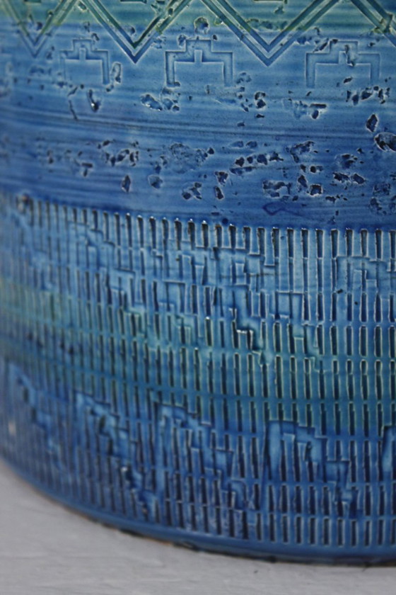 Image 1 of Grand cache pot Rimini Blu céramique vintage style Aldo Londi Bitossi 1970s
