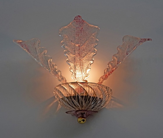 Image 1 of Coppia di scensori classici a foglia in vetro di Murano, anni '60