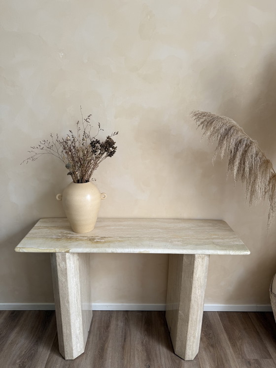 Image 1 of Travertine side table 