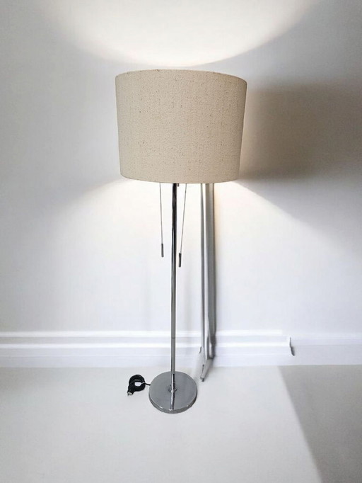 Vintage Erco chrome floor lamp Floor lamp Fabric shade Beige 1970s