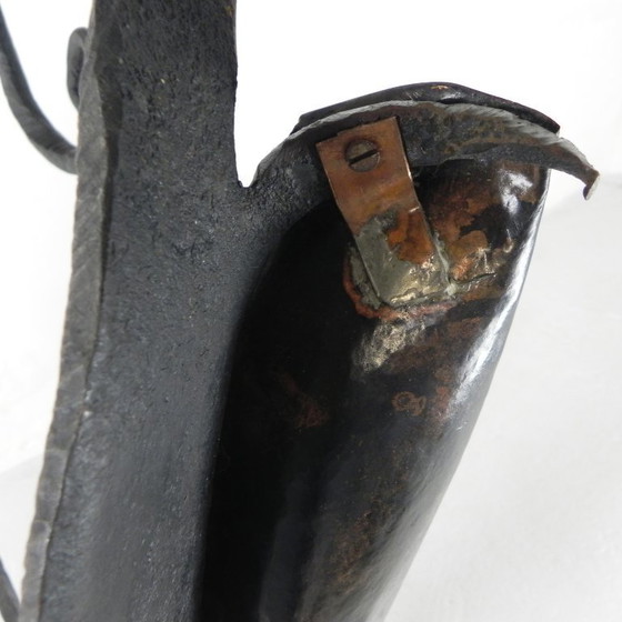 Image 1 of Art Nouveau paraplustandaard in staal en koper, handgesmeed, jaren 20