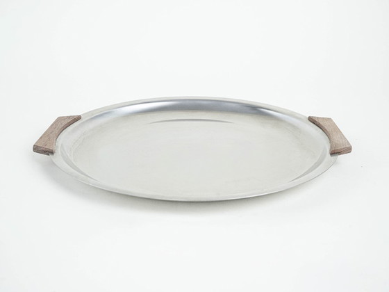 Image 1 of Plateau rond en acier inoxydable, design danois, années 1970, fabriqué au Danemark