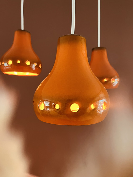 Image 1 of Uniek! Oranje Keramieken Cascade Hanglamp