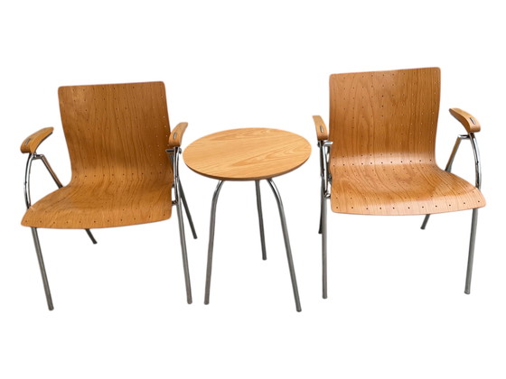 Image 1 of Thonet 2er Set Stühle mit Beistelltisch