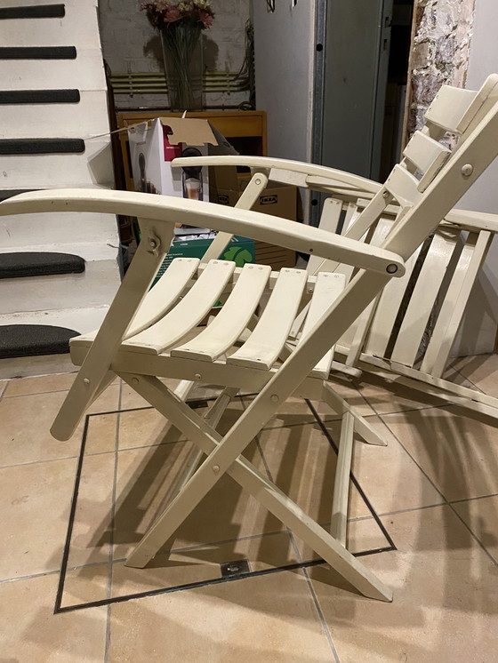 Image 1 of 4 x opvouwbare houten terrasstoelen (circa 1960) waarschijnlijk Italiaans