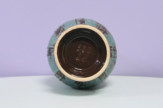 Image 1 of blauwe & bruine West Germany vaas