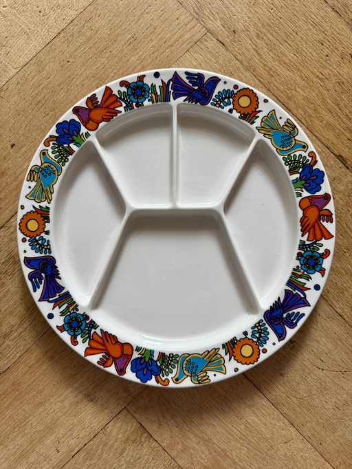 4 fantastici piatti da fonduta vintage Villeroy & Boch "Acapulco" 1970