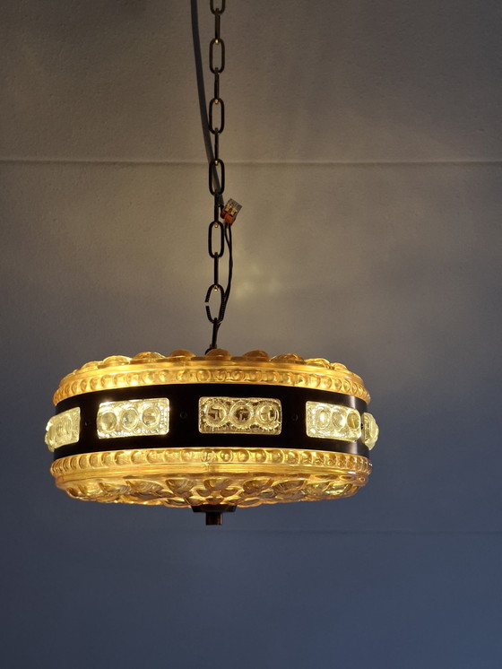 Image 1 of Ufo Pendant Lamp Orrefors Crystal Sweden