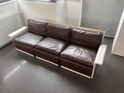 Dieter Rams Three Seater Sofa for Vitsoe (brown leather) 1980