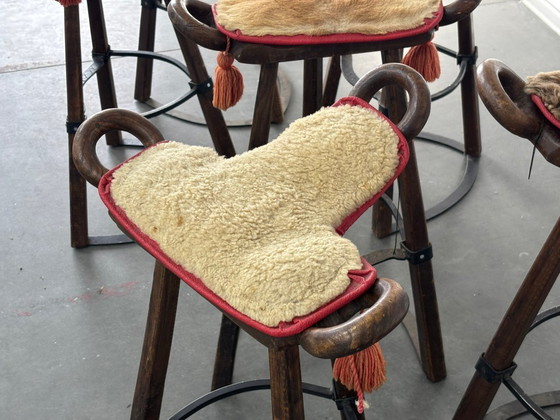 Image 1 of Vintage Brutalist Marbella Stools attributed to Sergio Rodrigues, 1970s, Set of 6