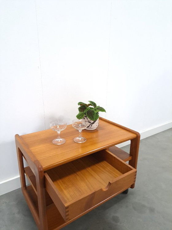 Image 1 of Carrito de audio danés de teca con cajón, mueble para TV