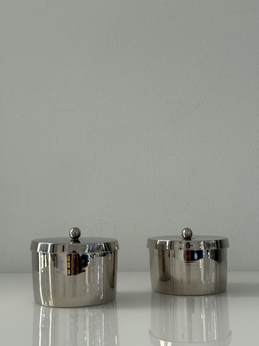 Ensemble de deux boîtes rondes en acier inoxydable