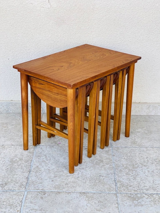 Image 1 of Set of 5 Scandinavian nesting coffee tables in teak, 1960