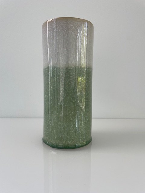 Image 1 of Vase en céramique fait main - émail gris et vert de mer