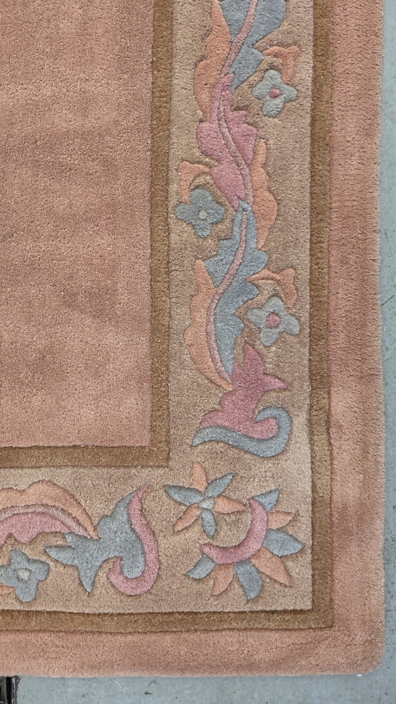 Image 1 of Alfombra moderna de lana hecha a mano, color naranja suave, 247x345cm.