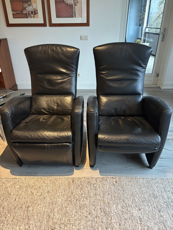 Image 1 of 2 zwart leren JORI fauteuils