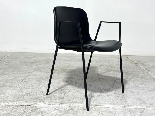 6x Silla HAY About A Chair AAC 19 - Hee Welling - cuero negro - diseño danés – eetkamerstoelen, Leather, Metal (photo 2 of 6)