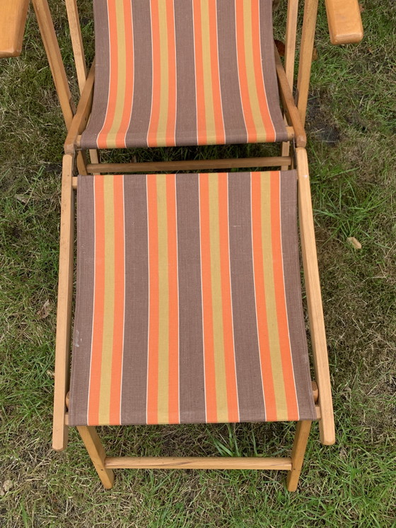 Image 1 of Vintage beach chair with footstool