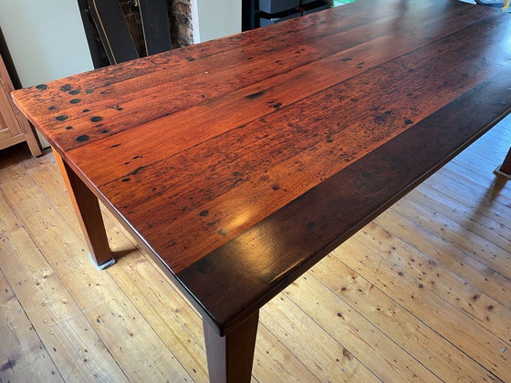 Image 1 of Rare Australian Jarrah Railway Sleeper Dining/Boardroom Table – Reclaimed Solid Hardwood – 2.2m