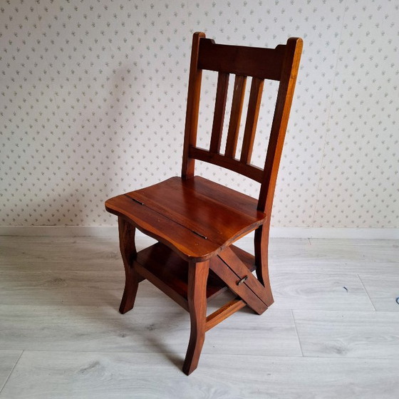 Image 1 of Silla de biblioteca de caoba - 'Silla metamórfica'