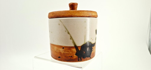 Stoneware pot with lid — La Colombe Pottery, 1970s