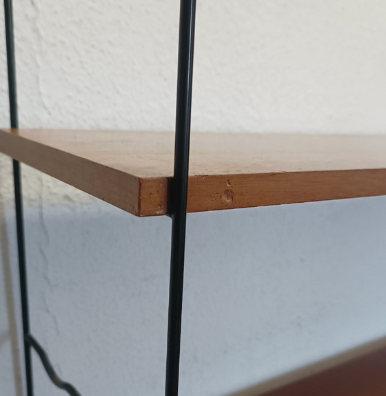 1950s wall shelf unit with three shelves – Wall cabinet, Metal, Wood (photo 7 of 9)