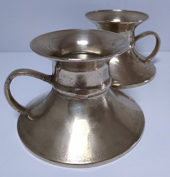 Image 1 of coppia di candelabri vintage in ottone massiccio