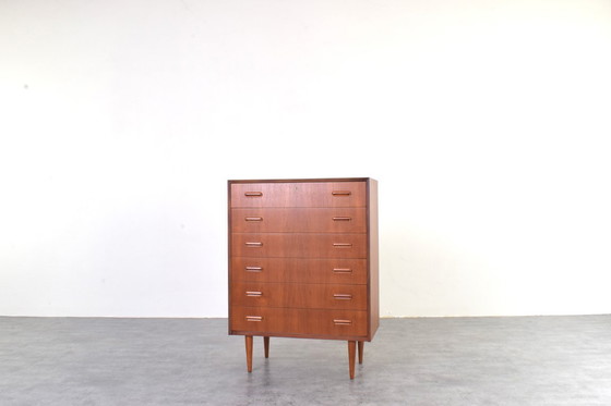 Image 1 of Deense teakhouten ladekast uit het midden van de 20e eeuw, jaren 60.