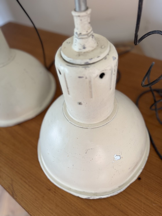 Image 1 of Industrial Pendant Lamps Vintage White Metal
