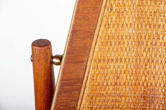 Image 1 of Série de 6 chaises Danoises en Teck, Cannage et Cuir, modèle FD 187 par Arne Vodder pour France & Son 1956.