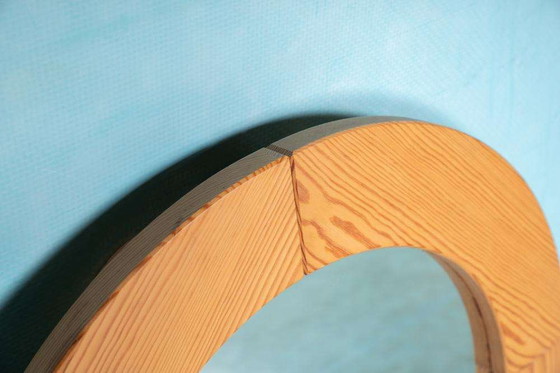 Image 1 of Vintage large pine mirror 70s l craftmenship spiegel hout
