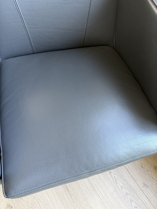 Fauteuil en cuir gris Leolux Dolcinea.