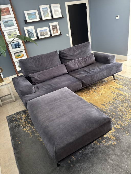Movani sofa with ottoman, can be used as a regular or lounge sofa, anthracite