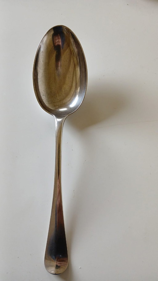 Cucchiaio per verdure in argento liscio olandese Haagsch Lofje 1935