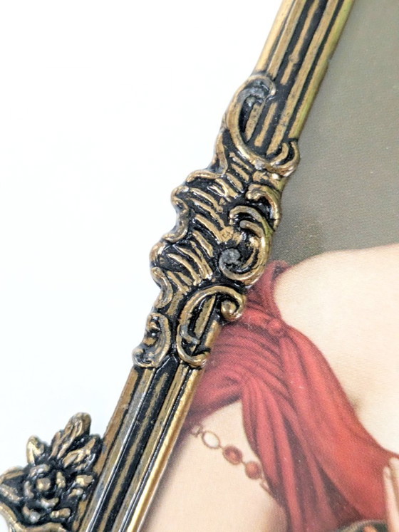 Image 1 of Set di 6 stampe d'arte vittoriane, cornice vintage in metallo dorato, Made in Italy, anni '70