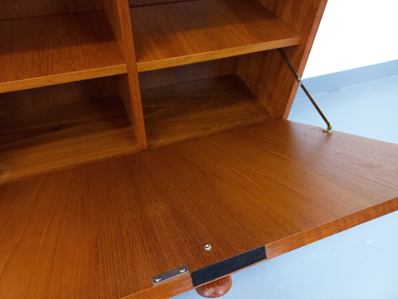 Image 1 of Vintage Scandinavian Modernist Storage Bookcase in Teak and Black Metal from the 60s