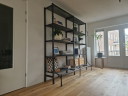 Vintage steel Art Deco wall unit with slate shelves