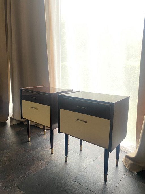 Unique Pair of Danish Design Nightstands – 1960s Mid-Century