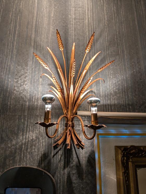 Image 1 of Pair of exclusive Florentine wall lights “Wheat Sheaf” – Mid-Century Design (Attribution: Hans Kögl / Banci Firenze)