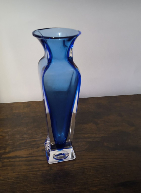 Vase en verre Murano Sommerso Flavio Poli, Bleu (photo 5 sur 8)