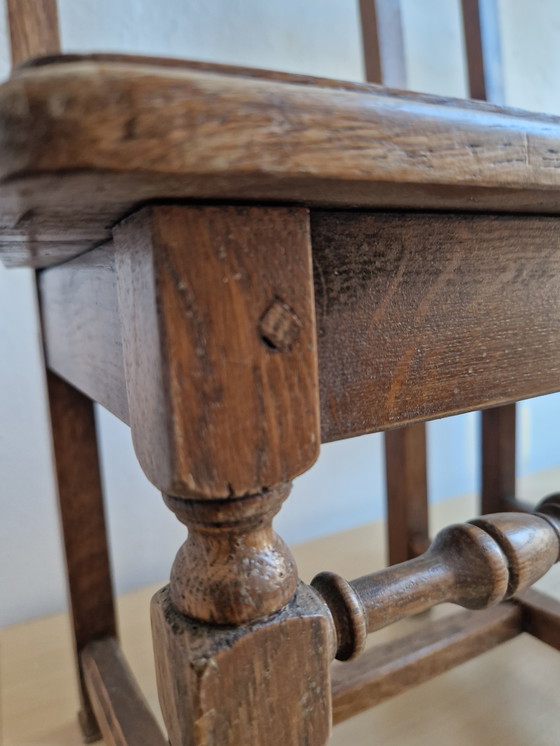 Image 1 of 2x Antique Chairs With Open Back Turned Legs Century
