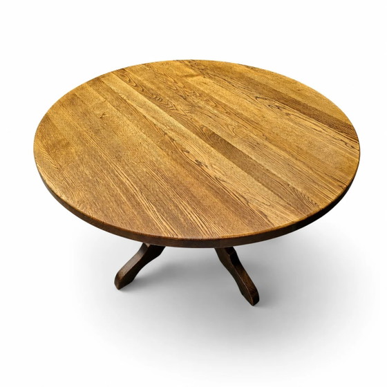 Mesa de comedor de roble macizo / también conocida como mesa de monasterio / con un robusto pedestal (photo 11 of 13)
