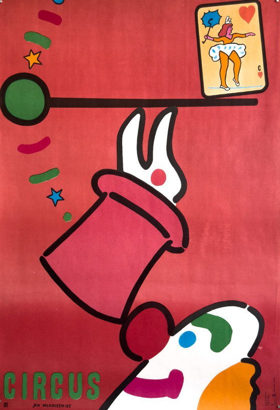 Image 1 of Jan Młodożeniec - Zirkus - 1975 - Original polnisches Zirkusplakat | Plakat Nr. 146 | 98 × 68 cm | Polen