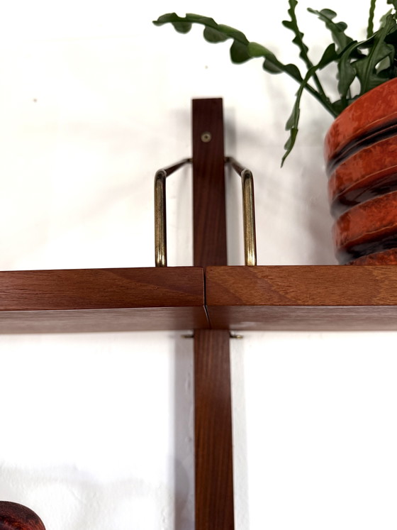 Vintage modulair teakhouten wandsysteem, Poul Cadovius ‘60 – Wandkast, Wood, Brass (photo 12 of 15)