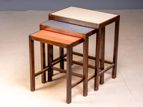 Image 1 of Art Deco Nesting Tables, Set of 3, Mid-20th Century, Czechoslovakia, 70 × 60.50 × 40 cm