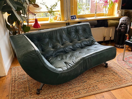 2x Montis Quintus Chaise longue | Gerard van den Berg Vintage Design, Leather, Green (photo 4 of 5)