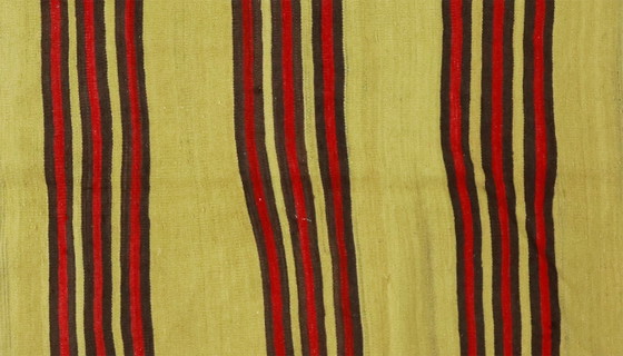 Tappeto turco vintage Yoruk Kilim 263x140 cm – Tessuto a mano in lana con motivo a righe, tessitura piatta (photo 2 of 10)